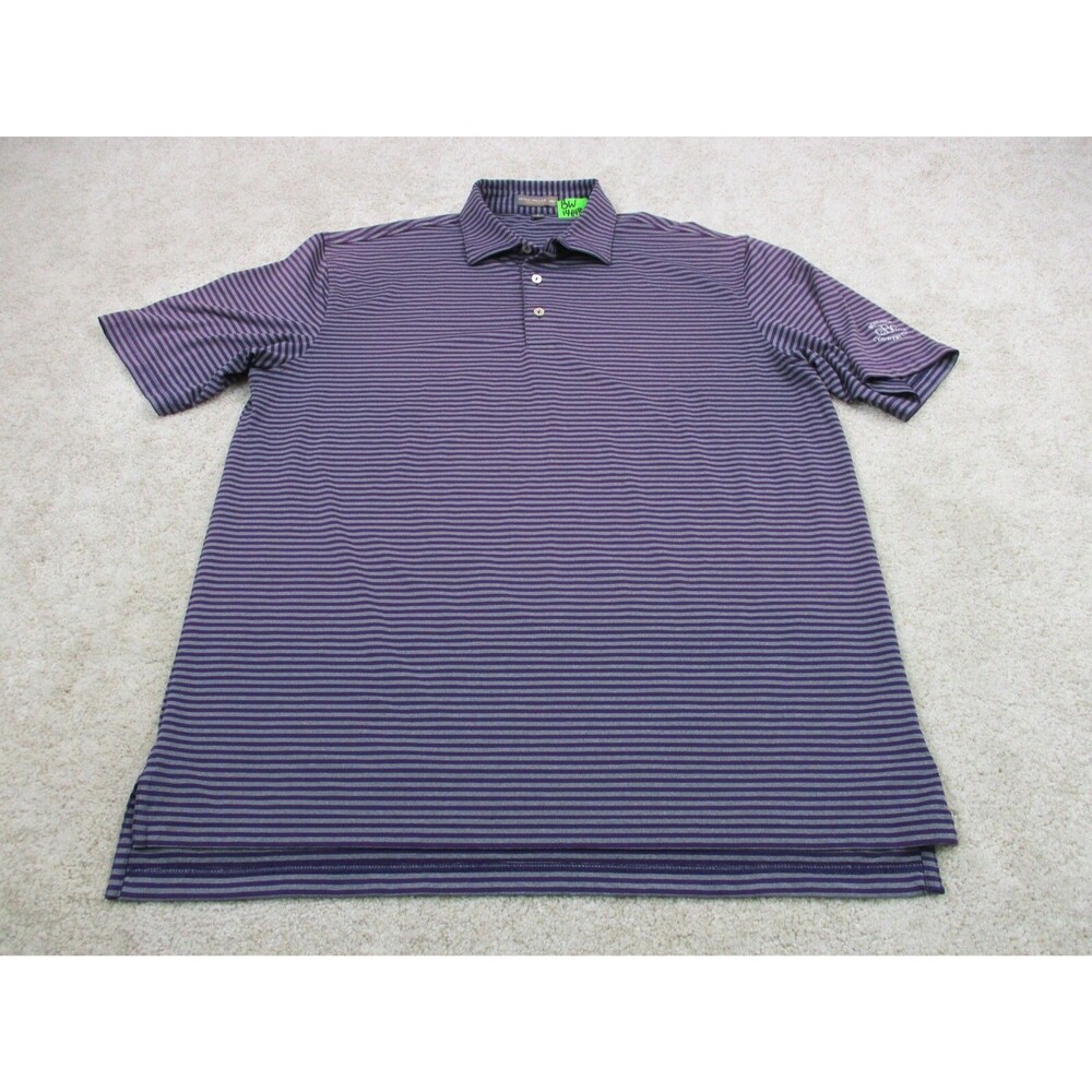 Peter Millar Polo Shirt Adult Large Purple Gray Boulder Golf Summer Comfort Mens